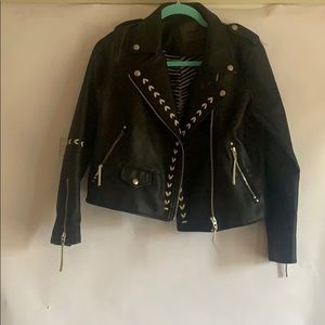 black leather jacket